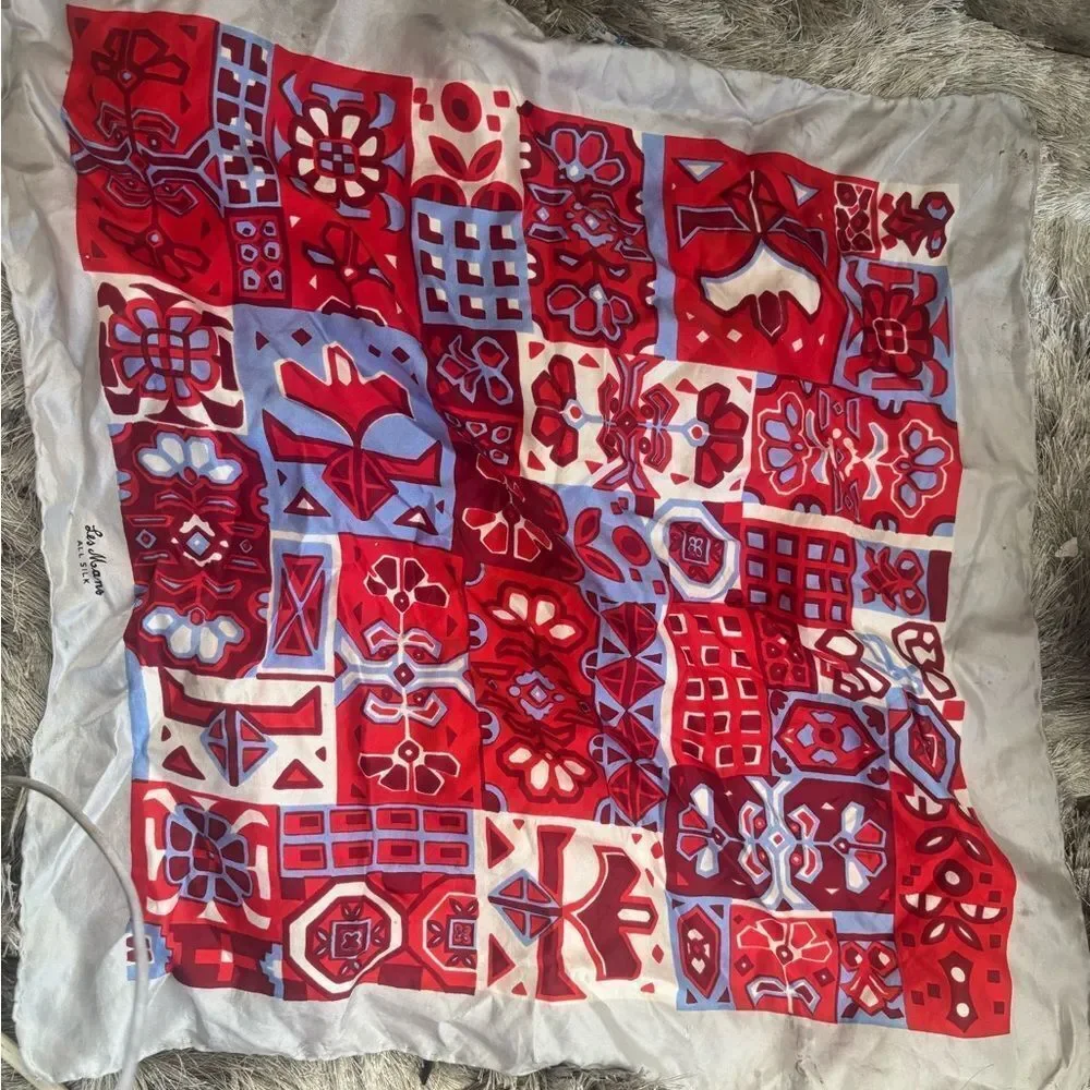 LES MANS Geometric Printed Scarf silk dress suit accessory neck wear head wear